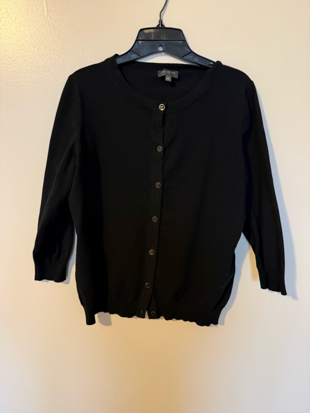 The Limited Black Button-Front Women's Cardigan Sweater 3/4 sleeve